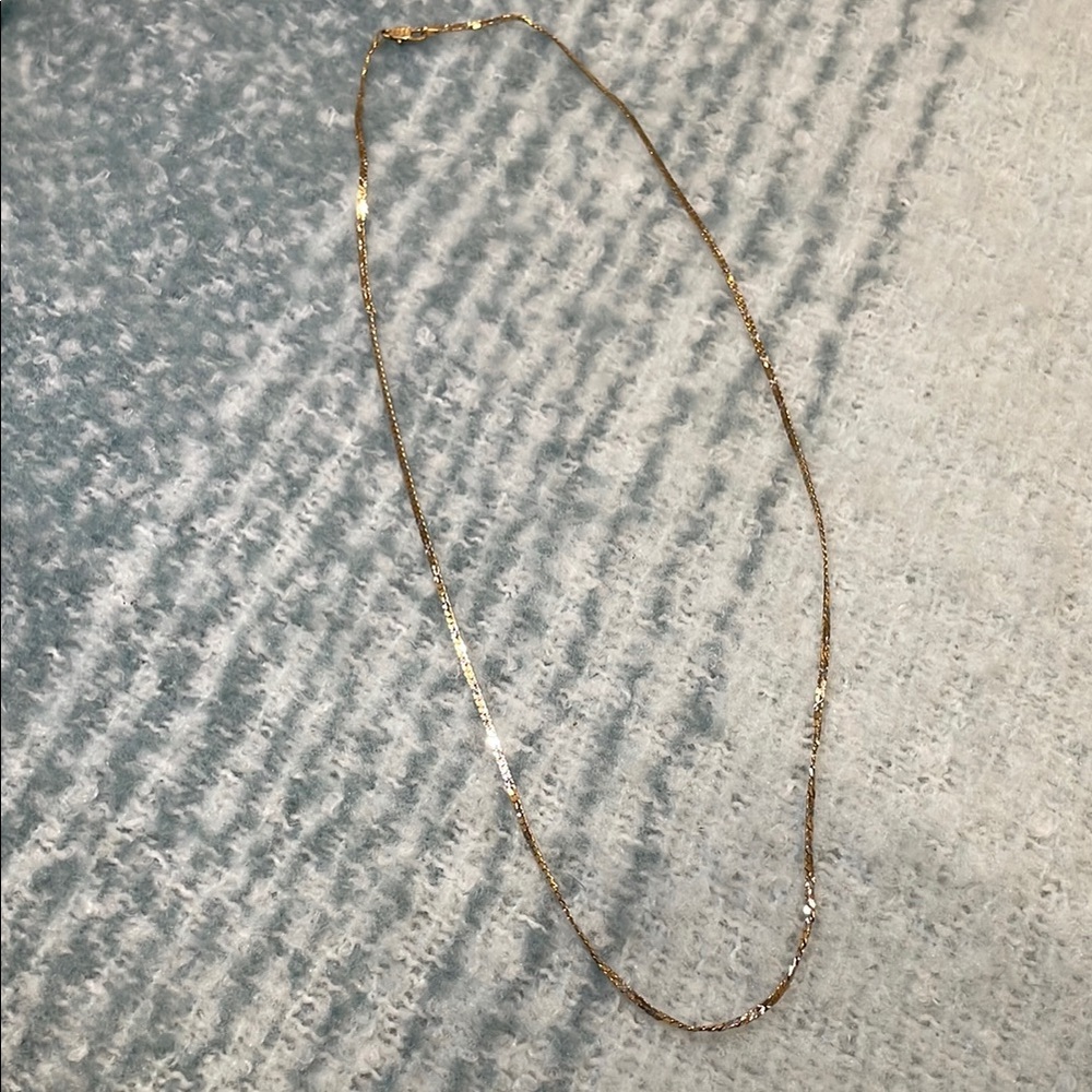 14K Solid Gold Diamond Cut Long Chain Necklace